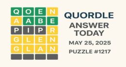 Quordle answers and hints for May 25, 2025.