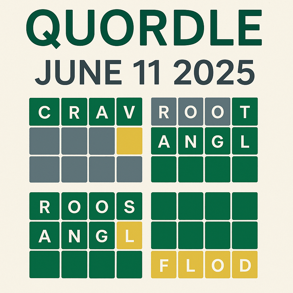 Quordle June 11 2025 answer