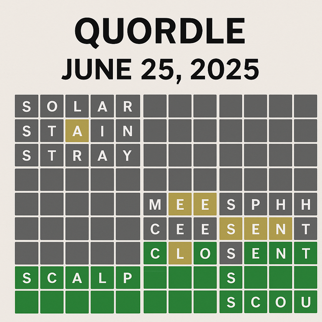 Quordle hints and answers June 25 2025