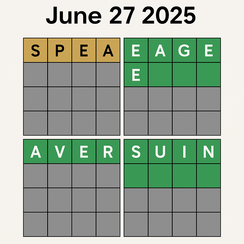Quordle clues and answers June 27 2025 | Daily Hints & Solutions
